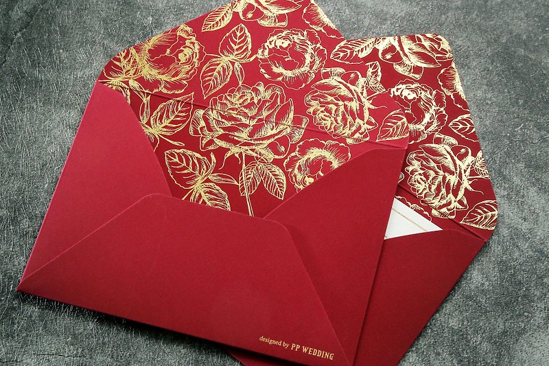 Paper Wedding Invitations - Extremely luxurious suede feel Italian wine red wedding invitation envelope design