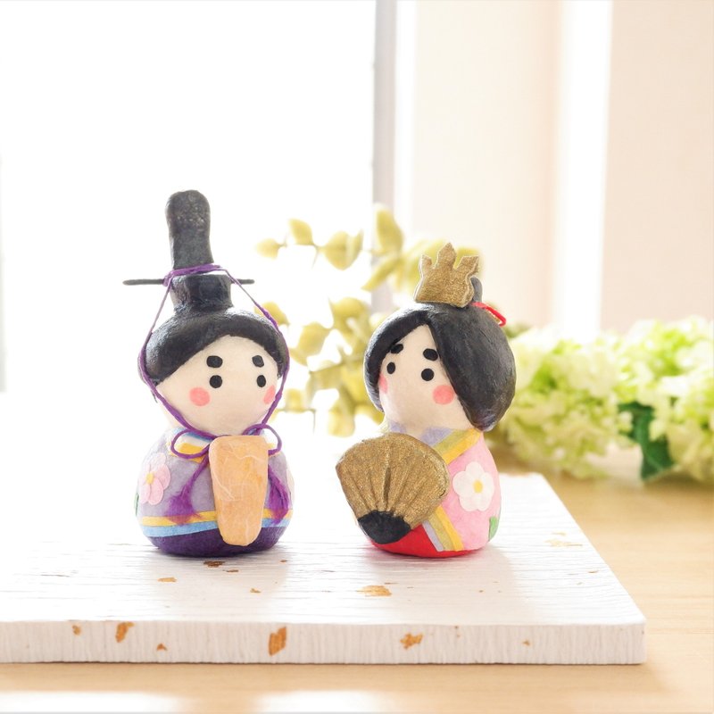 Hina dolls colored with Japanese paper Hina Dolls Festival - Stuffed Dolls & Figurines - Clay Multicolor