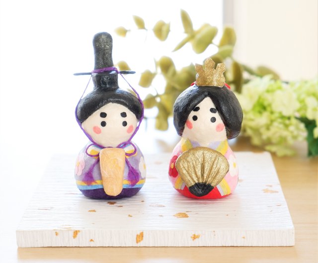 手作り和紙雛人形 ハンドメイド】土佐和紙と木製で作られた雛人形【安全素材・収納