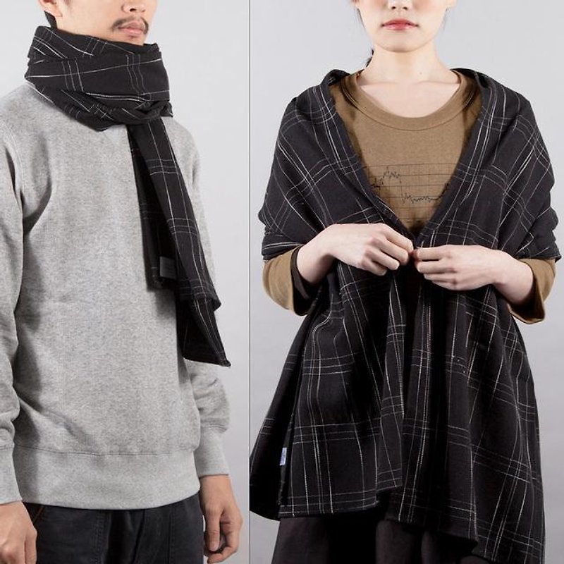 White striped black stole, muffler Tcollector - Knit Scarves & Wraps - Other Materials 