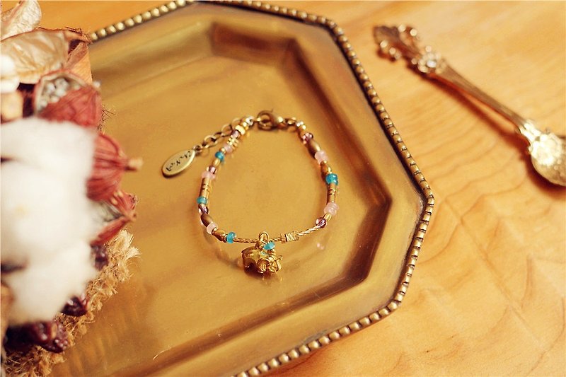 [Na UNA- excellent hand-made] Kyrgyzstan as Bronze gold bracelet customized natural Gemstone - Bracelets - Gemstone Gold
