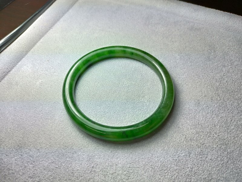 Natural Hetian jade bracelet 19 circumference 59mm inner diameter 8mm wide nephrite jasper Russian jasper - Bracelets - Gemstone Green