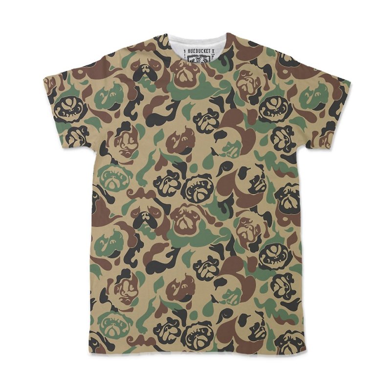 PUG Life • Pug Camouflage • Unisex T-shirt - T 恤 - 棉．麻 白色