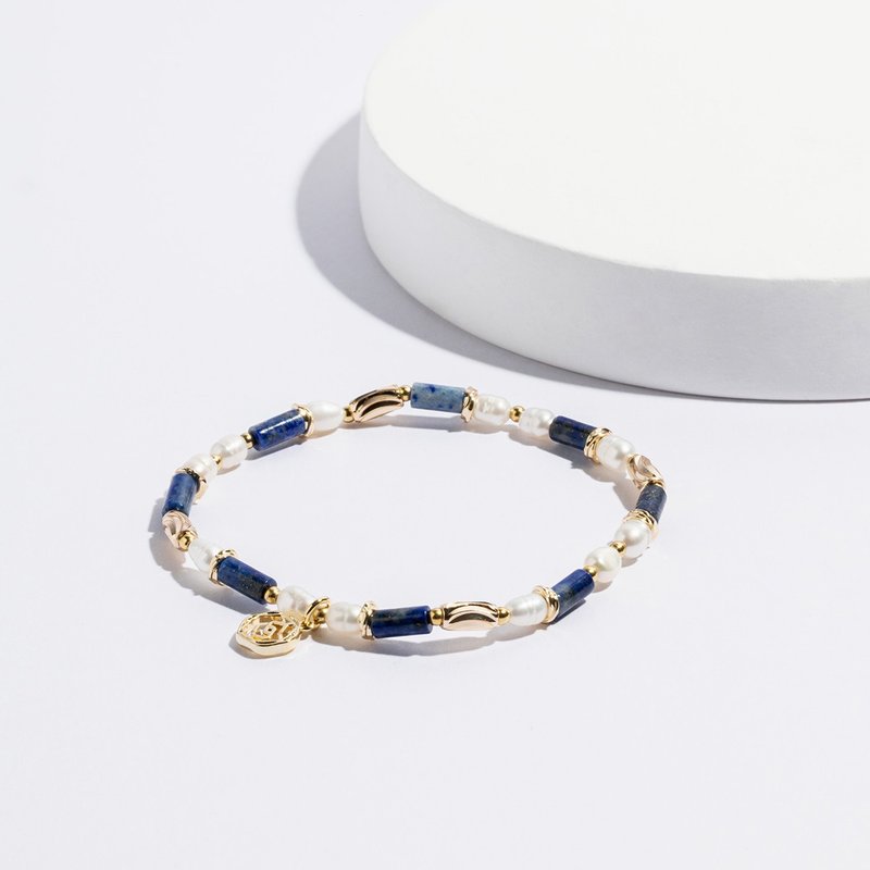 Love Words | Lapis Lazuli Pearl | Natural Crystal Bracelet - สร้อยข้อมือ - คริสตัล สีน้ำเงิน