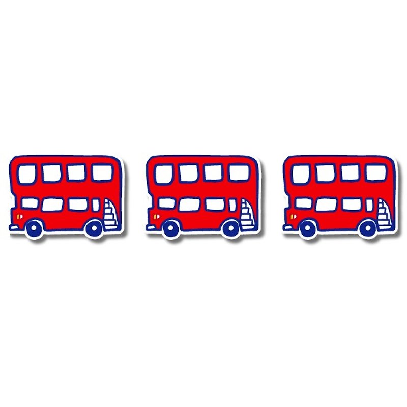 1212 fun design funny everywhere stickers waterproof stickers - double bus - สติกเกอร์ - วัสดุกันนำ้ สีแดง