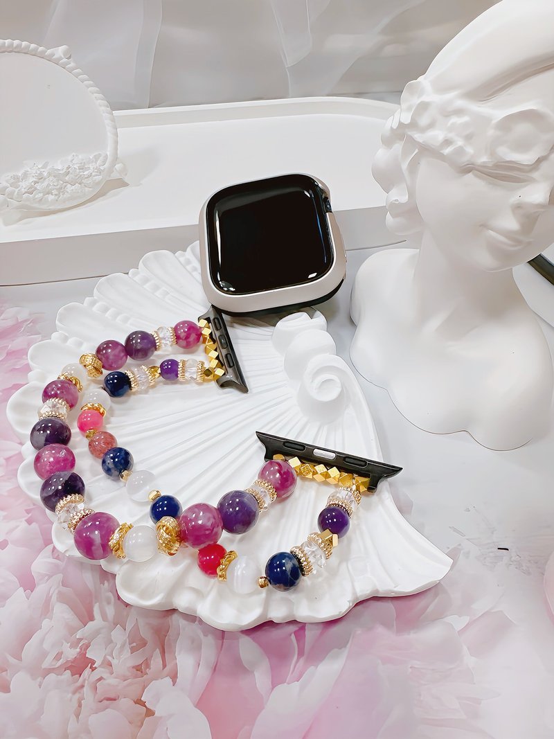 Amethyst gypsum crystal dream amethyst gypsum crystal secondary ring amethyst gypsum crystal Stone watch strap - สายนาฬิกา - คริสตัล สีม่วง