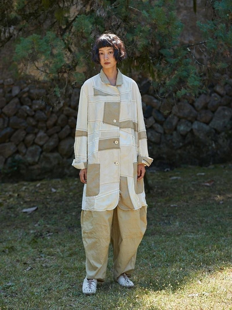復古文青 真絲植物染拼接上衣外套 - 女上衣/長袖上衣 - 其他材質 多色