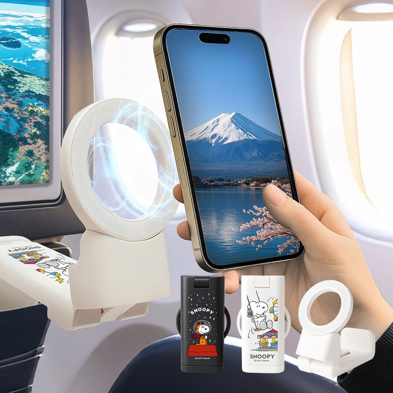 SNOOPY 史努比 萬向磁吸支架 飛機手機支架 夾式手機支架 - 手機/平板支架 - 其他材質 黑色