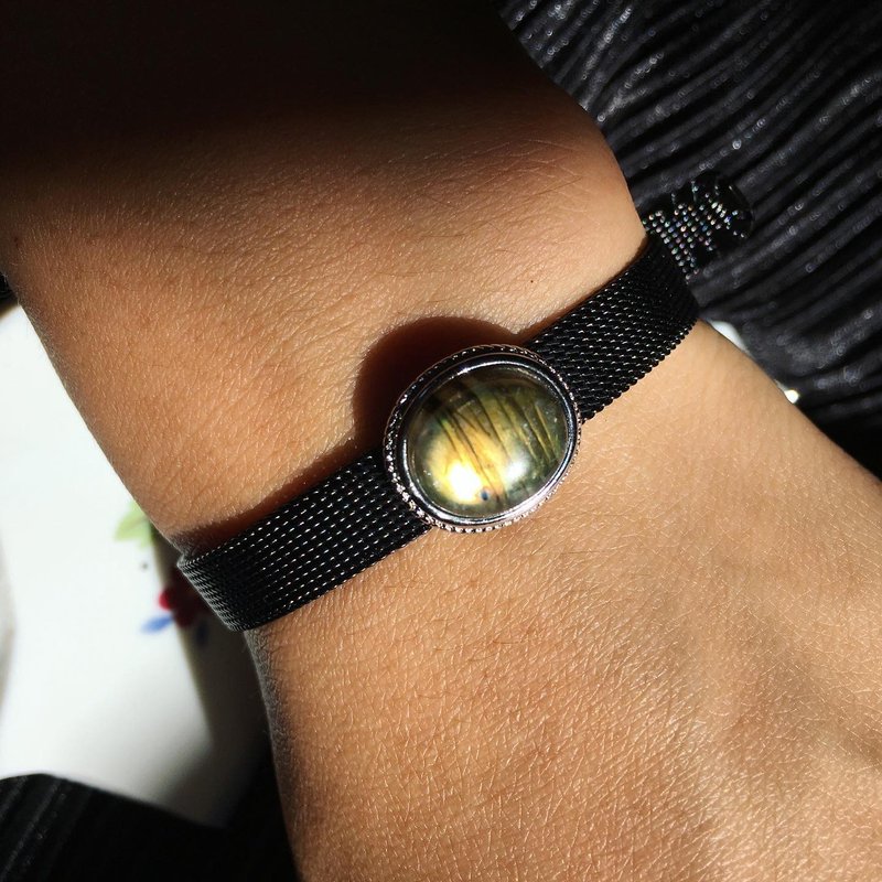 【お忘れ物】天然石 ゴールデンライト ラブラドライトブラックブレスレット ブレスレット - ブレスレット - 宝石 ゴールド