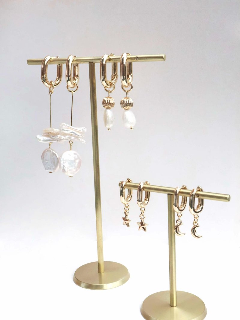 isola studio handmade jewelry-U-shaped hoop earrings - Earrings & Clip-ons - Other Metals 