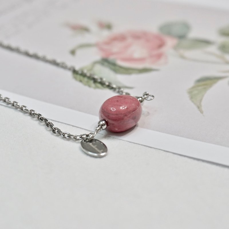 限定優惠 薔薇輝石與粉碧璽項鍊 316L醫療鋼項鍊 NE-00001 - 項鍊 - 半寶石 粉紅色