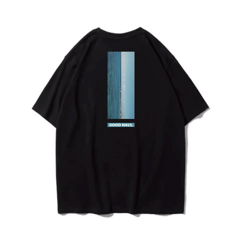 Okinawa Okinawa short-sleeved T-shirt black unisex fishing club - Women's T-Shirts - Cotton & Hemp Black