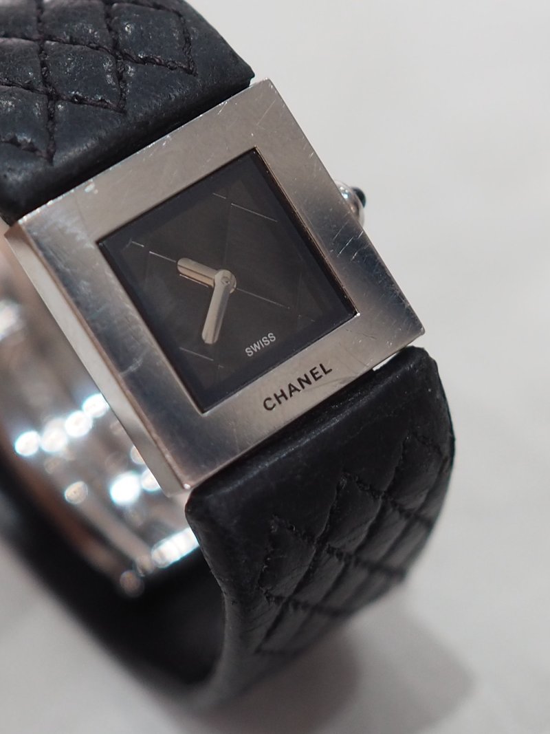 CHANEL シャネル マトラッセ ウォッチ 腕時計 シルバー レザー ブラック ヴィンテージ - 女錶 - 不鏽鋼 銀色