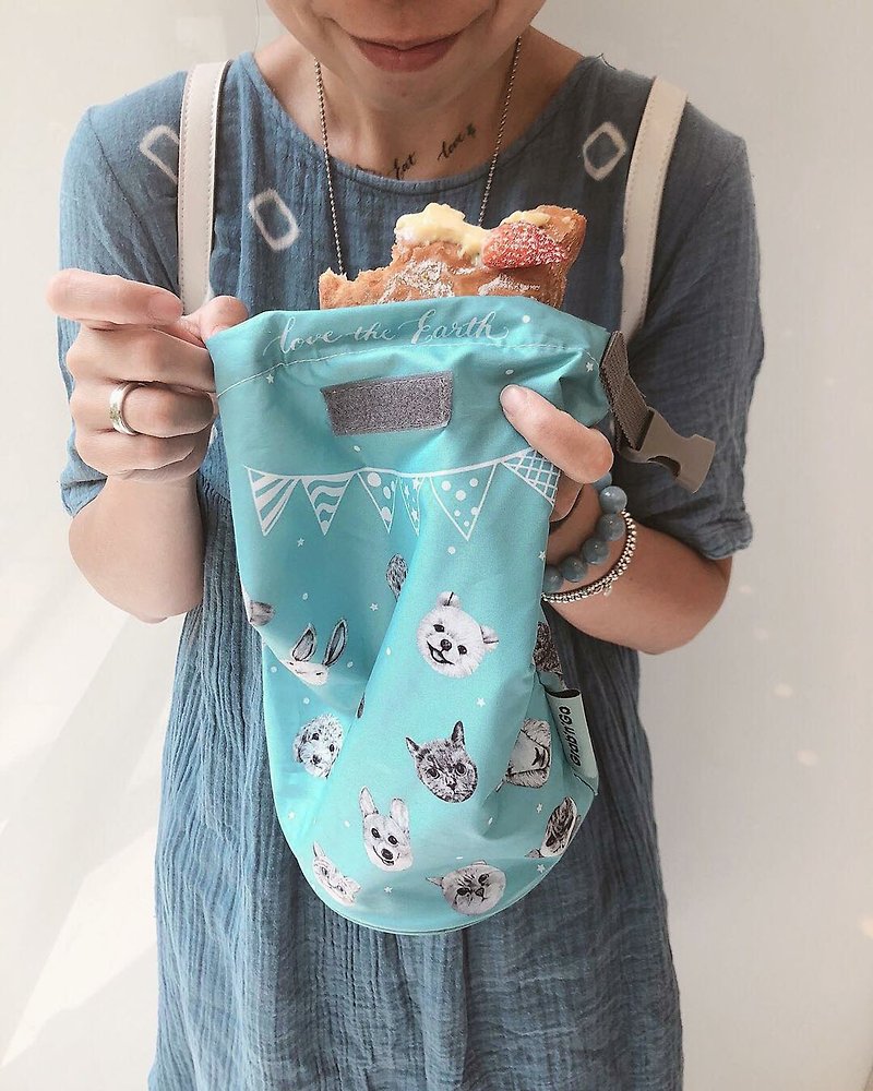 adc 派對動物 Rollneat grabngo 食物袋 早餐袋 外帶袋 外賣袋 - 便當盒/飯盒 - 環保材質 藍色