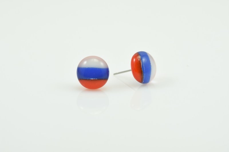 國旗耳環系列-俄羅斯 - 耳環/耳夾 - 玻璃 多色