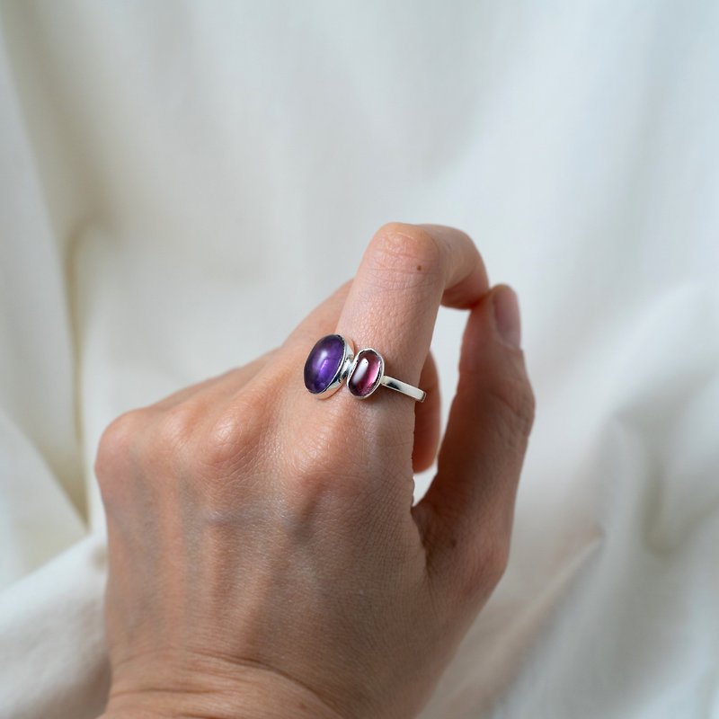 Moi et Toi (you and me)gemstone ring - แหวนทั่วไป - คริสตัล สีเงิน