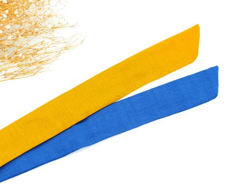 Calf Village Calf Village Handmade Hairpin Aluminum Hair with Multi-styled Headband Japanese Plain Splicing {Blue Sky Sunset} Mustard / Blue [A-159]
