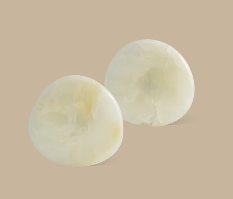 石杯墊兩件組 白瑪瑙 - 擺飾/家飾品 - 玉石 白色