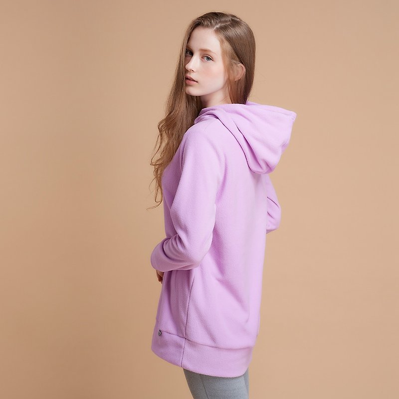 【MACACA】長版暖暖帽T - BPE3403 粉紫 - 女上衣/長袖上衣 - 聚酯纖維 紫色