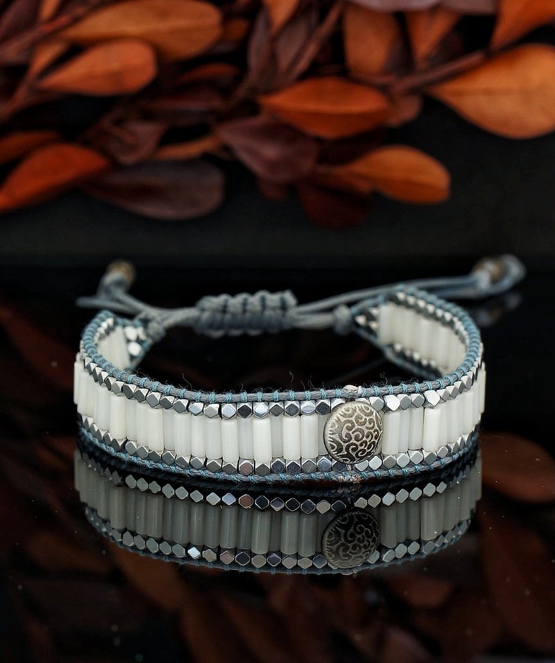 Handmade White Sea Bamboo Bracelet - Bracelets - Semi-Precious Stones 