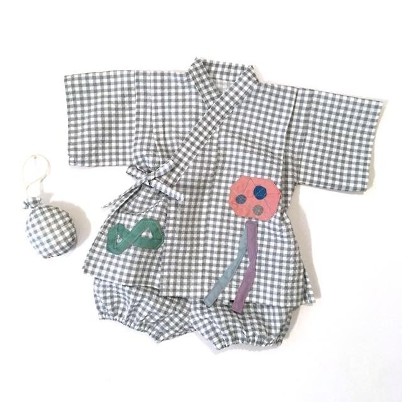 ＜JINBEI＞Japanese summer clothes Kimono of the baby - อื่นๆ - ผ้าฝ้าย/ผ้าลินิน สีเทา