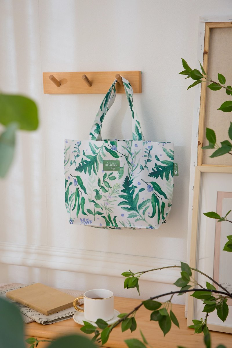 Printed handbag-Morning green - กระเป๋าถือ - พลาสติก สีเขียว