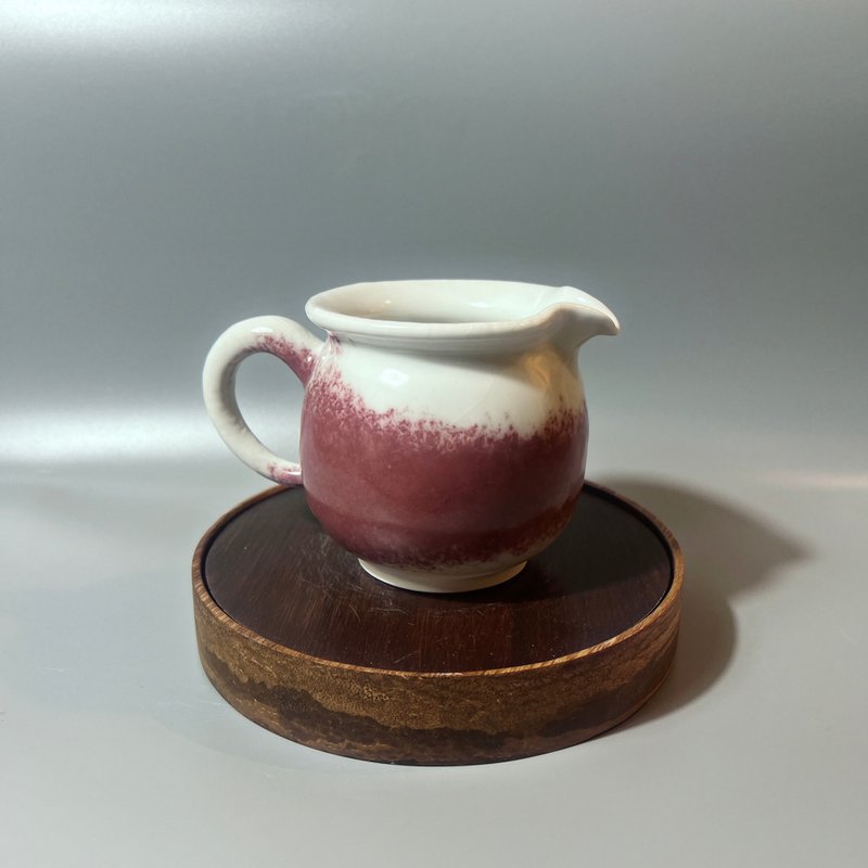 溫潤白釉銅紅正把茶海 / 白釉公道杯 / 小平凡手作 - 茶壺/茶杯/茶具 - 陶 