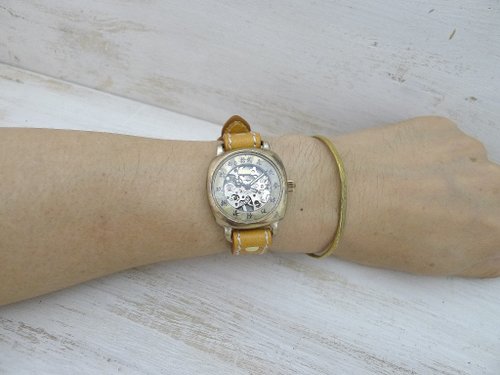 倭ノ刻手巻角一 旧漢数字インデックス 手巻き真鍮34mmクッションケース