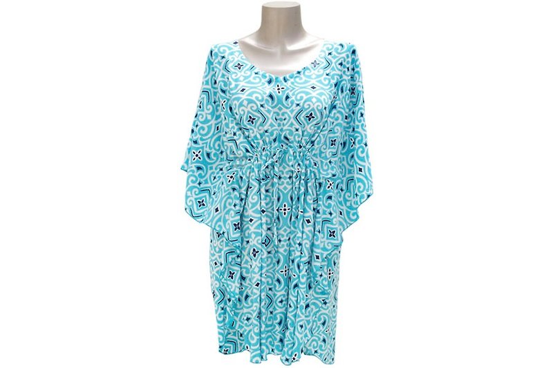 New! Ikat print butterfly sleeve dress <Blue> - One Piece Dresses - Other Materials Blue