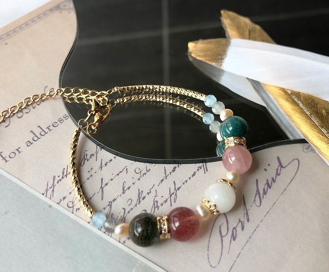 Crystal mine bracelet] Stone/Strawberry Crystal/Mashima Pink Crystal/Green  Ghost/ Stone//Button Bracelet - Shop EnJoyce Spiritual Bracelets - Pinkoi