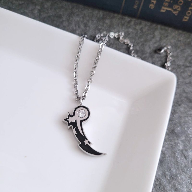 [Out of print] Lightning. White steel shape chain - สร้อยคอ - สแตนเลส สีดำ