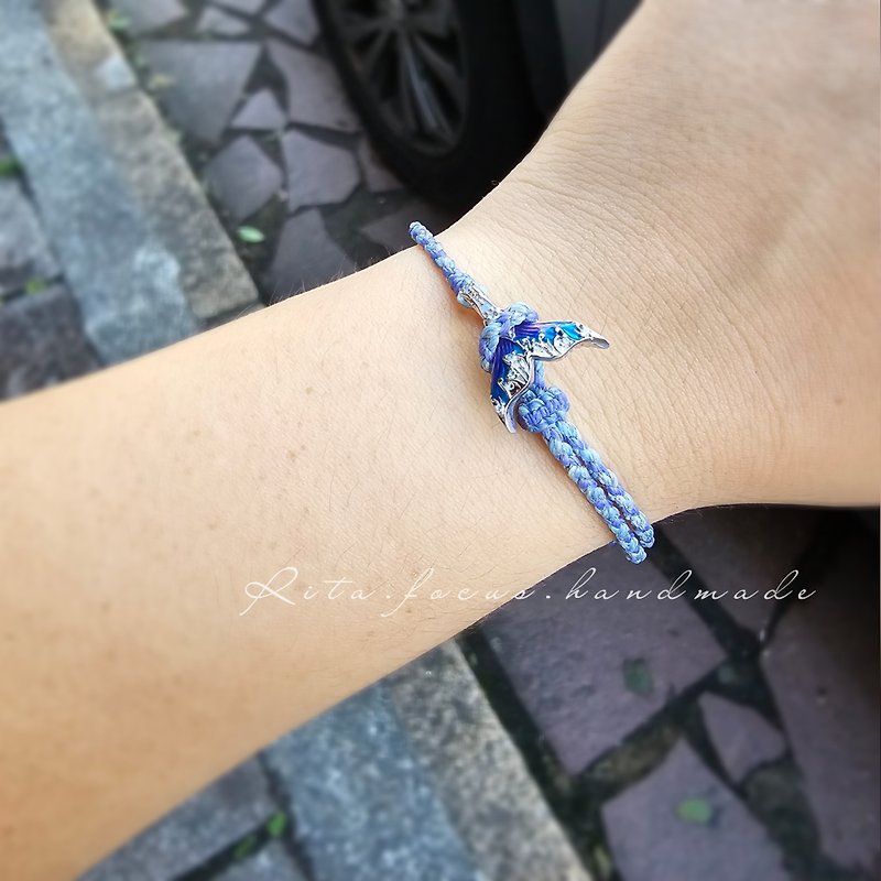 Edge weaving | Hot-selling items | Fishtail kumihimo| Bracelets | Anklets | Designed models | Limited edition - Bracelets - Sterling Silver Blue