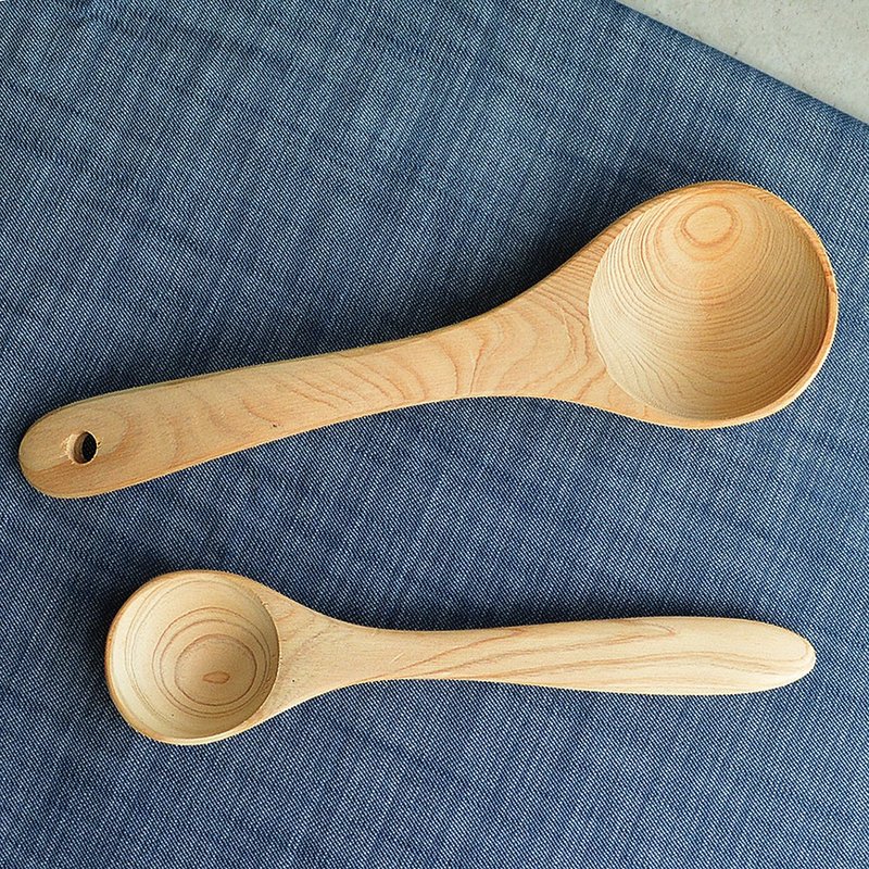 Taiwan cypress large spoon + small spoon - Cutlery & Flatware - Wood Brown