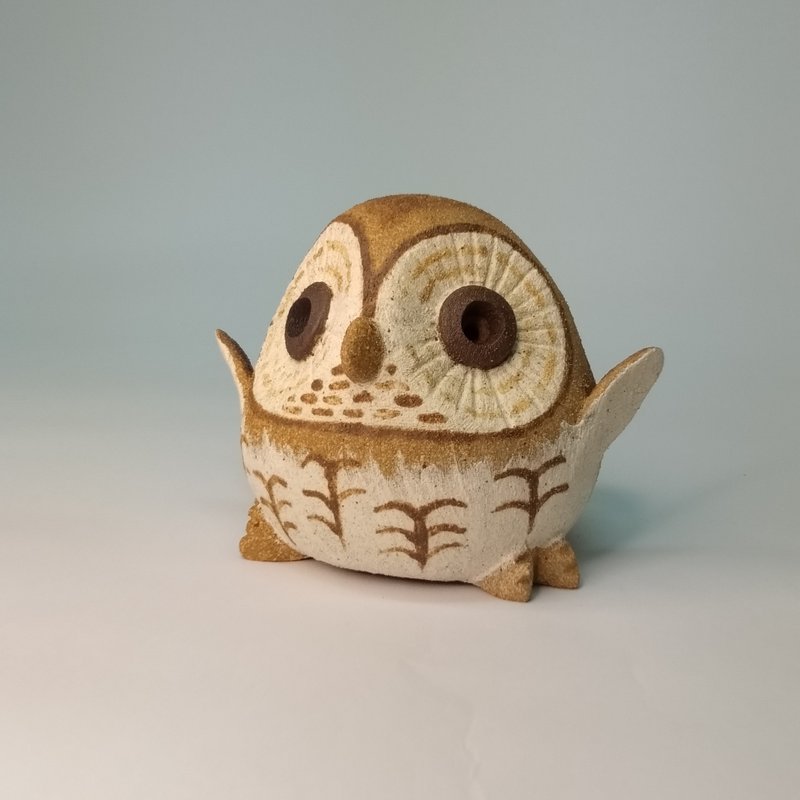 Mini Q version owl-Tawny Owl/ceramics/original - ของวางตกแต่ง - ดินเผา 