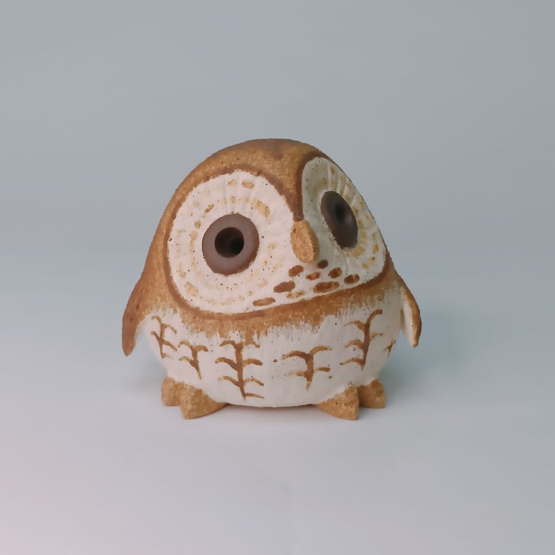 Mini Q version owl-Tawny Owl/ceramics/original - ของวางตกแต่ง - ดินเผา 