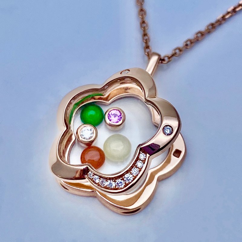 Jade-da-box Locket - Premium Combo (incl.18k rose gold necklace) - Necklaces - Gemstone 