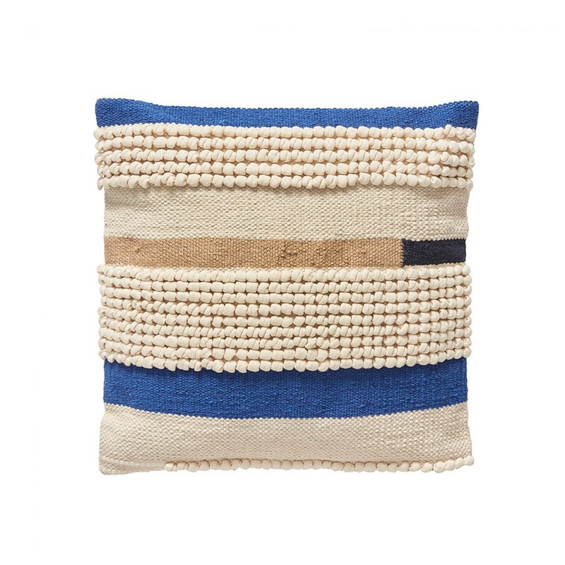 Hübsch pillow-370902 three-dimensional texture line pillow - Pillows & Cushions - Other Man-Made Fibers Blue