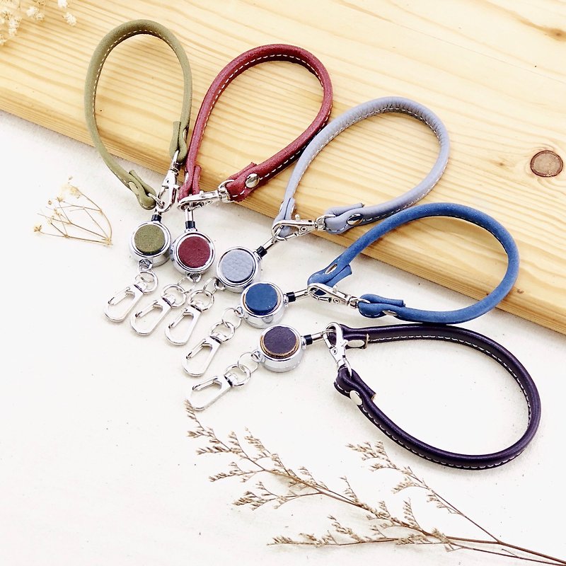 There is a style. Leather telescopic buckle lanyard - identification card / key ring / leisure card - Other - Genuine Leather Multicolor