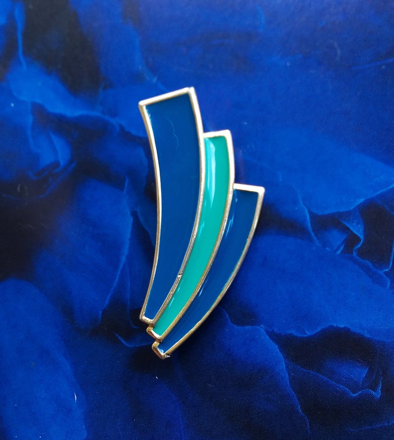 Vintage Jewelry 西洋古董飾品 藍綠色調 雲痕 別針 - 徽章/別針 - 其他金屬 金色