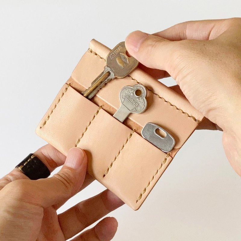 Mini Key Case using Leather (Undyed)【zlat3/ずらっと3】 - ที่ห้อยกุญแจ - หนังแท้ สีนำ้ตาล