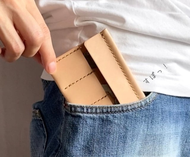 ヌメ革丨鍵3本丨薄型キーケース【zlat3/ずらっと3】手縫い 手作り