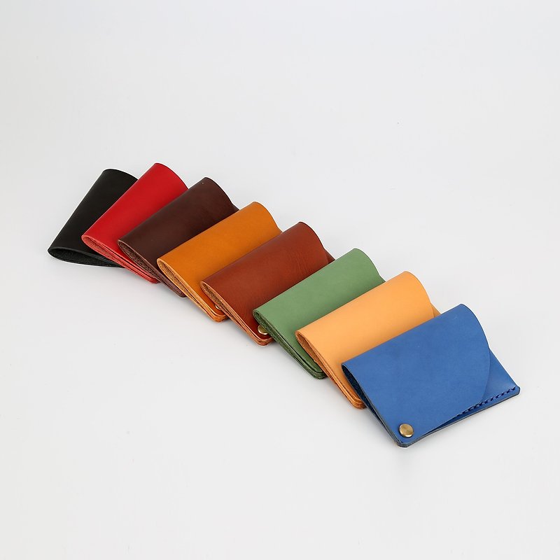 [Tangent line] Rotary business card case Super convenient card case Handmade leather business card holder - Card Holders & Cases - Genuine Leather 