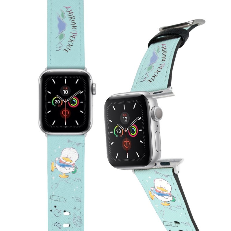 【Hong Man】Sanrio AHIRU NO PEKKLE Apple Watchband - Watchbands - Faux Leather Blue