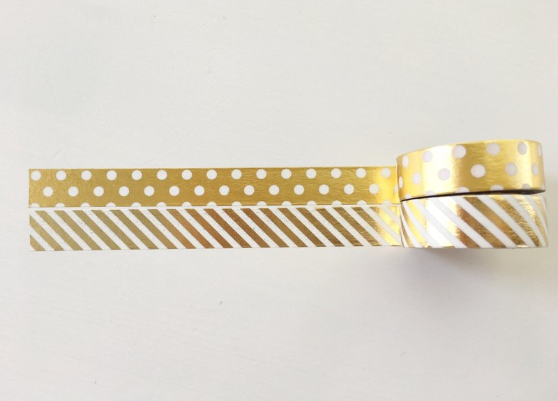 Set of 3 Gold Foil Masking Tape - 紙膠帶/和紙/PET - 紙 