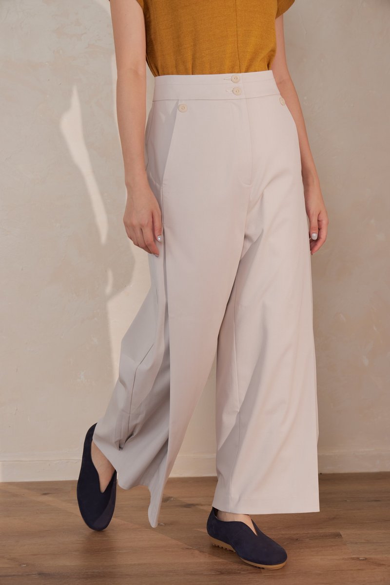 Novelist wide-leg hem pants-Daylight - Women's Pants - Other Man-Made Fibers White