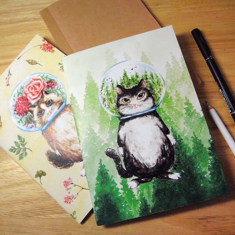 Notebook ★ ★ Forest Cat cat glass ball - Notebooks & Journals - Paper Multicolor