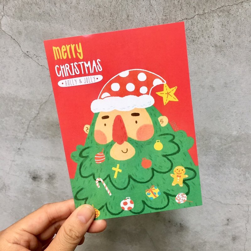 聖誕明信片-聖誕樹老公公 - 心意卡/卡片 - 紙 