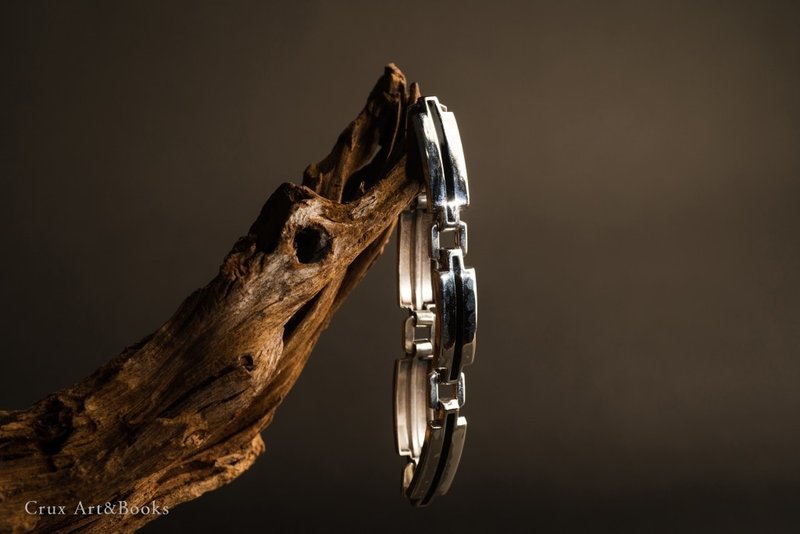 【CRUXART】Vintage Jewelry & Accessories - Luxe Essentials - Mid-Century Modern Enamel Sterling Silver Bracelet - Europe - สร้อยข้อมือ - เงินแท้ สีเงิน