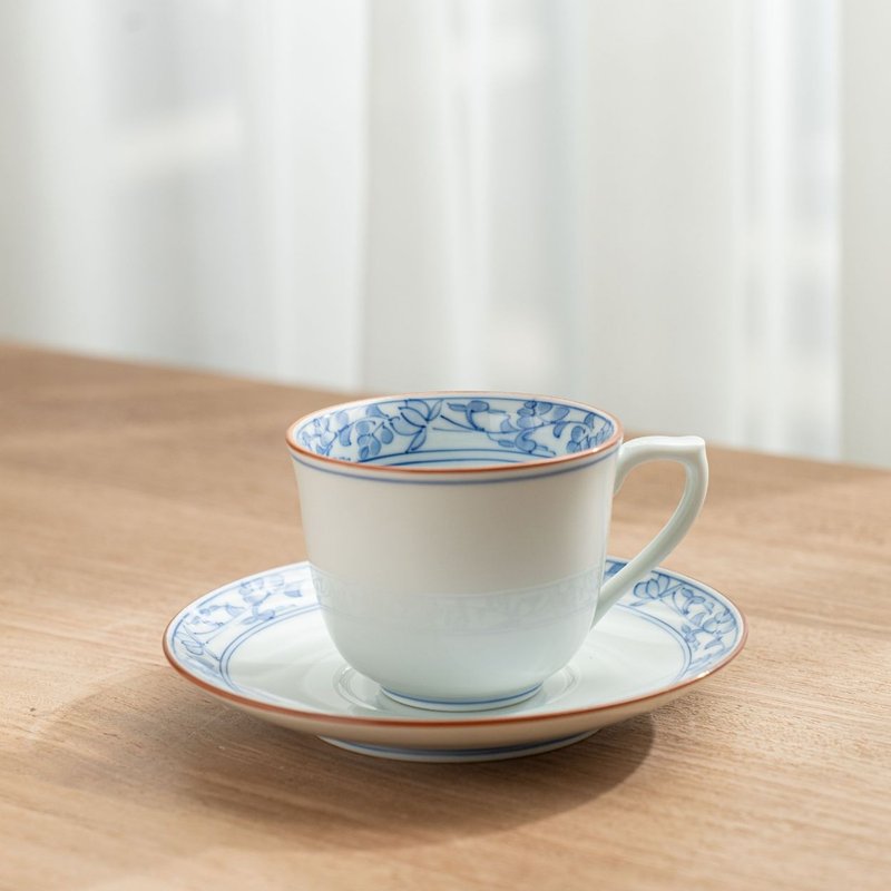 Mandarin Duckweed Coffee Cup and Saucer Set - แก้วมัค/แก้วกาแฟ - เครื่องลายคราม ขาว