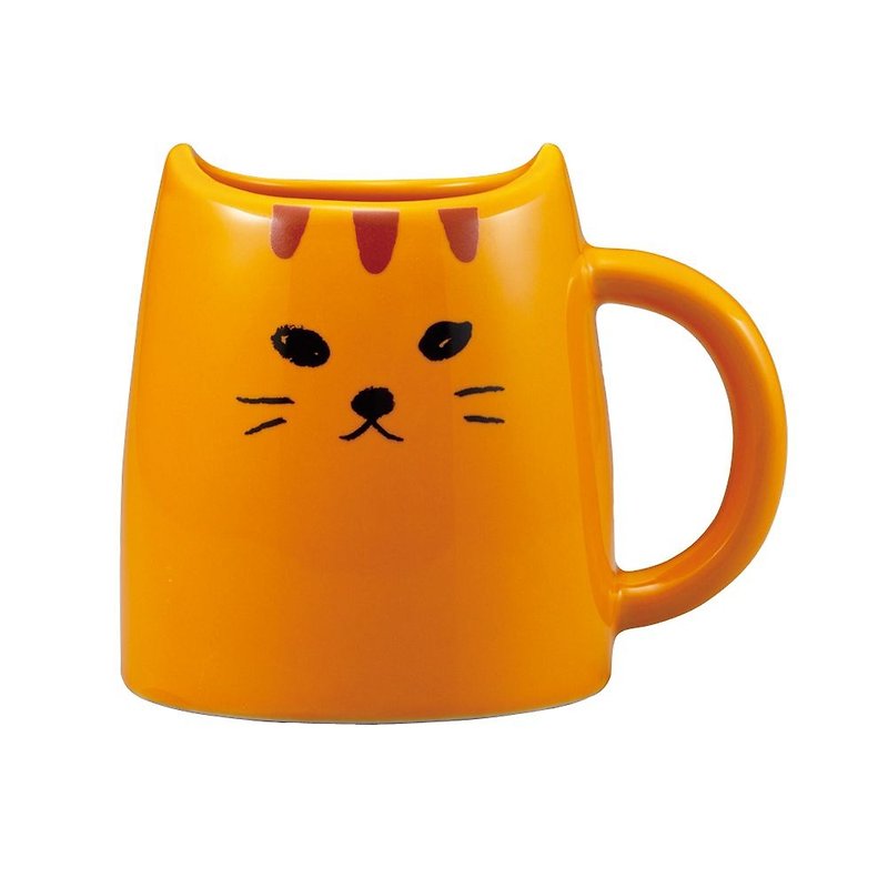 Japanese sunart mug-orange cat - แก้วมัค/แก้วกาแฟ - ดินเผา สีส้ม